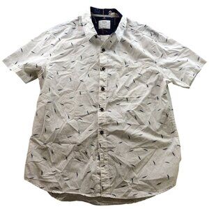 Sunrise Kingdom Mens Shirt Medium Short Sleeve Button Up Feather Casual White